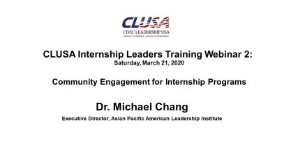 CLUSA Internship leaders Training 2 – Community Engagement by Michael Chang